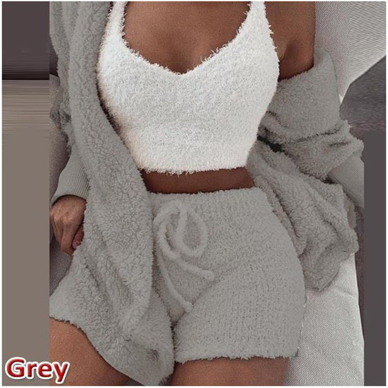 Women's Winter Plush Pajamas Long Sleeve Sports Fashion Casual Suit