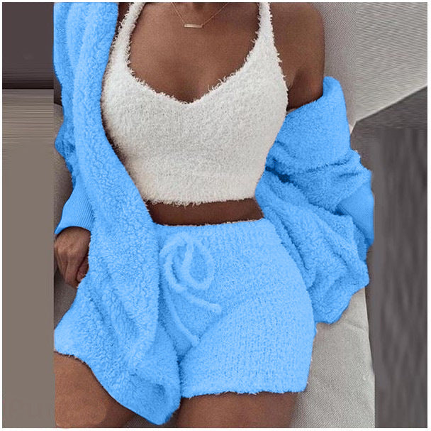 Women's Winter Plush Pajamas Long Sleeve Sports Fashion Casual Suit