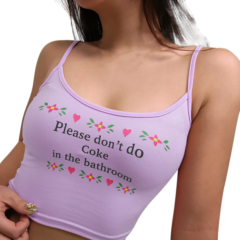 Women's Sexy Heart-shaped Letter Print Bottoming Tube Small Vest/suspenders/tube Top