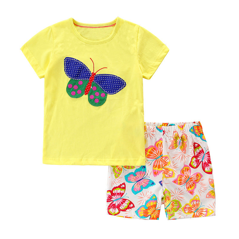 Children's Short-sleeved Woven Cotton Summer Small Older Short Sleeve Children's Suit