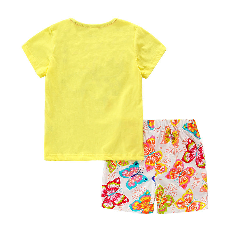 Children's Short-sleeved Woven Cotton Summer Small Older Short Sleeve Children's Suit