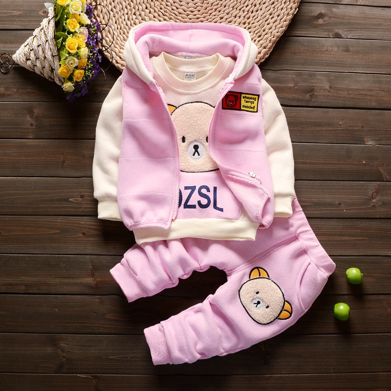 Children's Fleece-lined Clothing Three-piece Winter Clothes Children's Suit