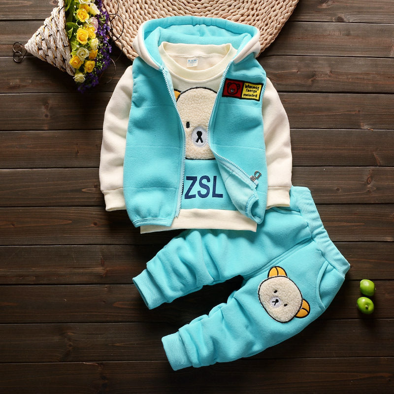 Children's Fleece-lined Clothing Three-piece Winter Clothes Children's Suit
