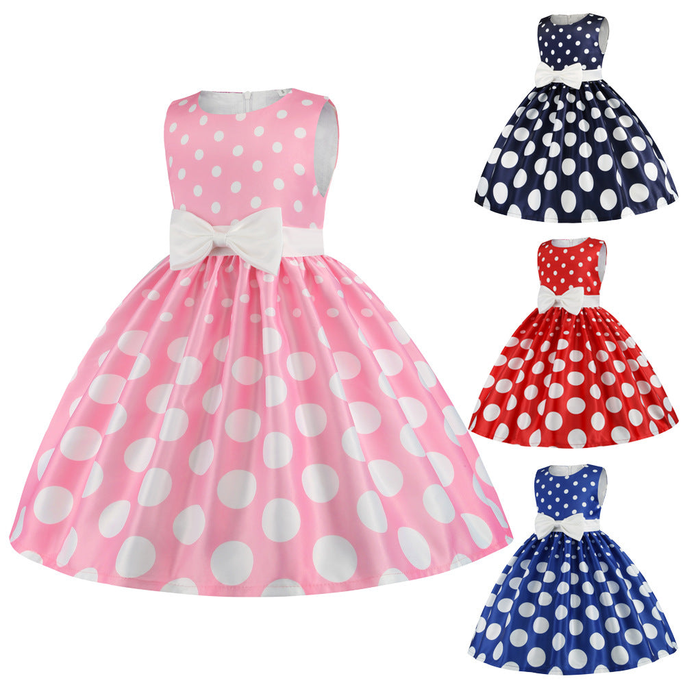Polka Dot Princess Gown Festival Evening Party Performance Children's Dress