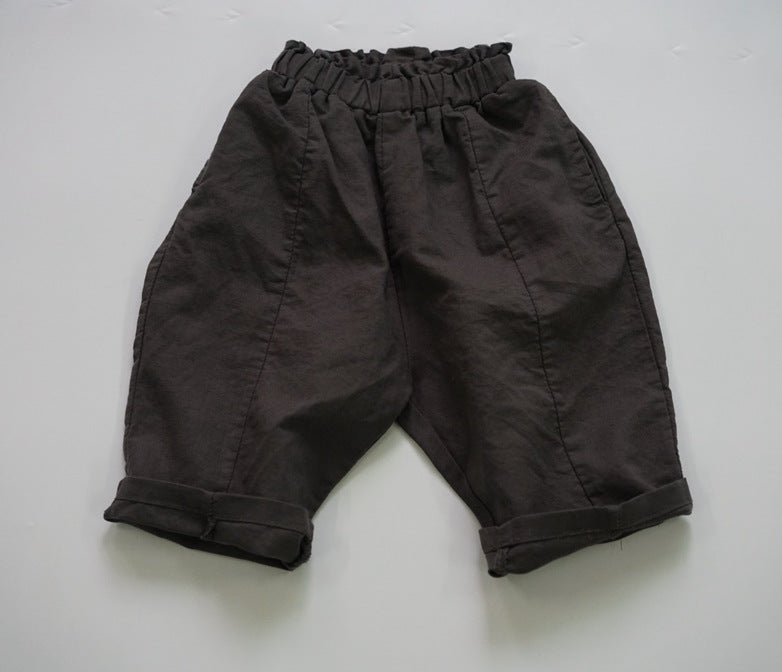 Children's Spring Solid Color Casual Korean Cotton Linen Summer Children's Pants