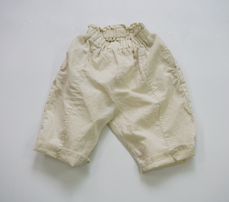 Children's Spring Solid Color Casual Korean Cotton Linen Summer Children's Pants
