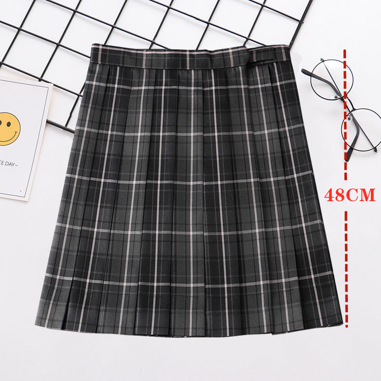 High Waist Plaid Smoke Gray Pleated Skirt