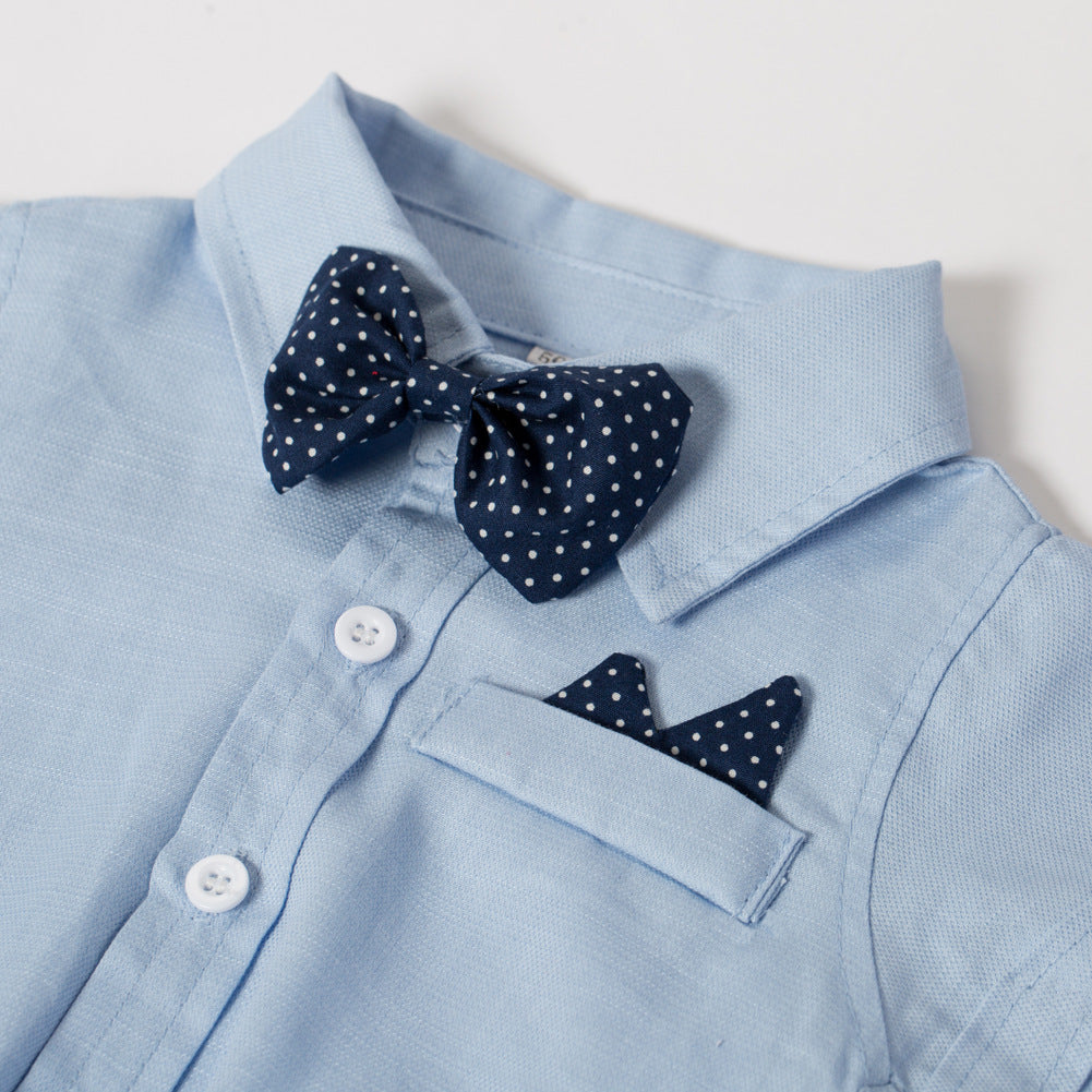 Gentleman Romper Hat Dress Shirt Bow Jumpsuit, Climbing Suit