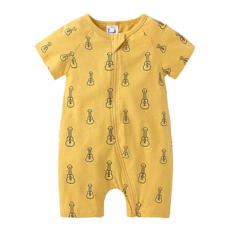 Summer Short Sleeved Romper Born Printed Double Zipper Jumpsuit Jumpsuit, Climbing Suit