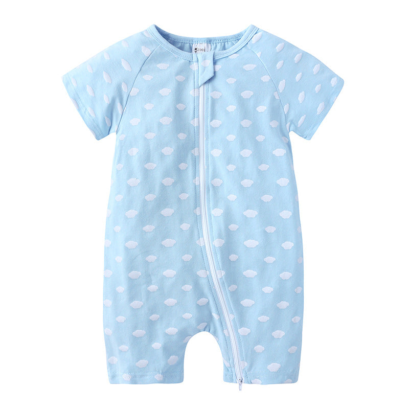 Summer Short Sleeved Romper Born Printed Double Zipper Jumpsuit Jumpsuit, Climbing Suit