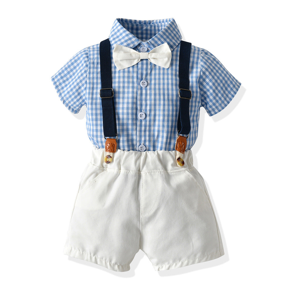 Children's Clothing Boys Summer Plaid Casual Siblings Children's Suit