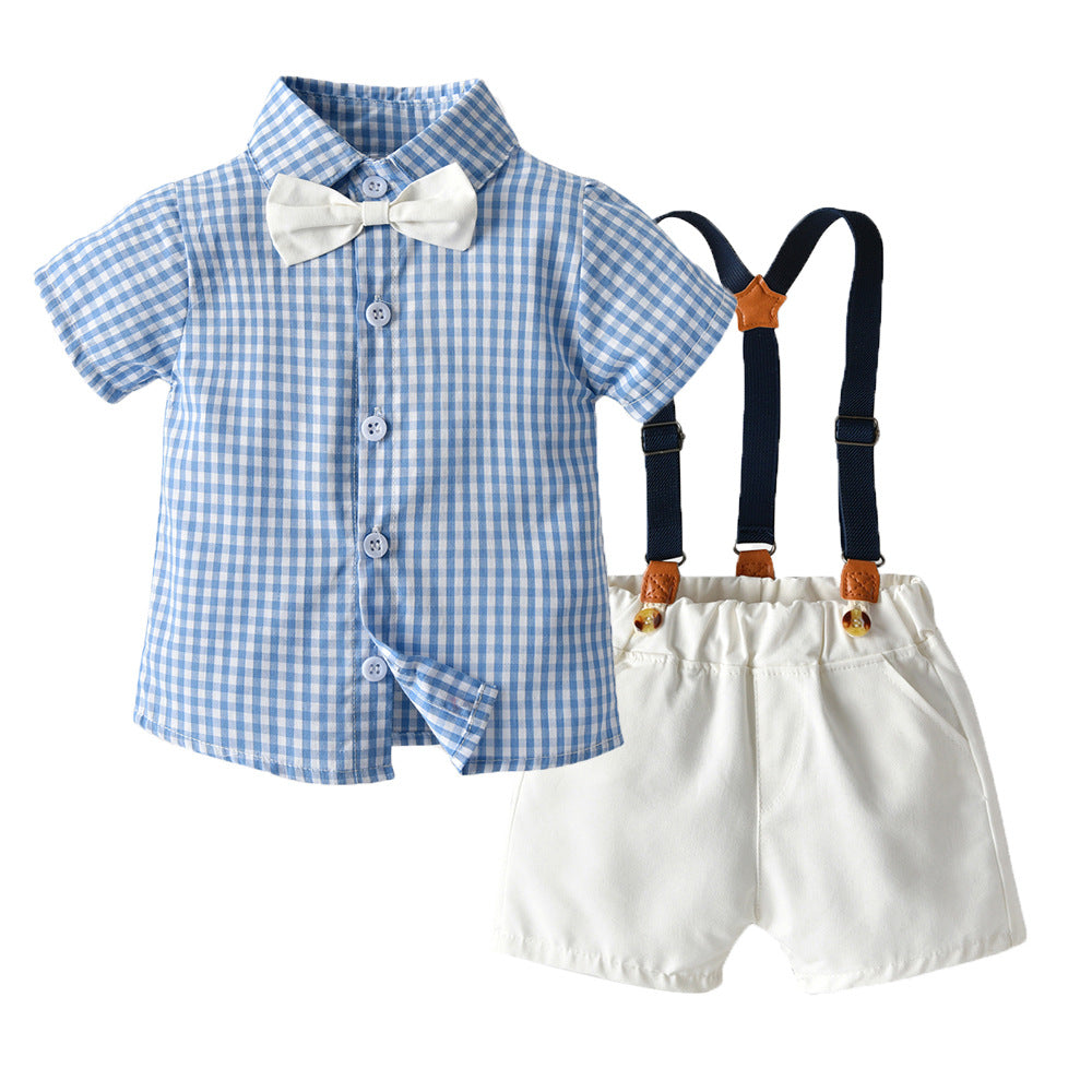 Children's Clothing Boys Summer Plaid Casual Siblings Children's Suit