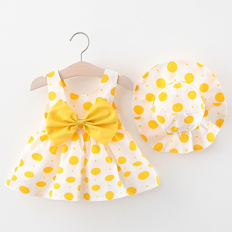 Summer Sleeveless Printed Skirt Casual Get Hat For Children's Dress
