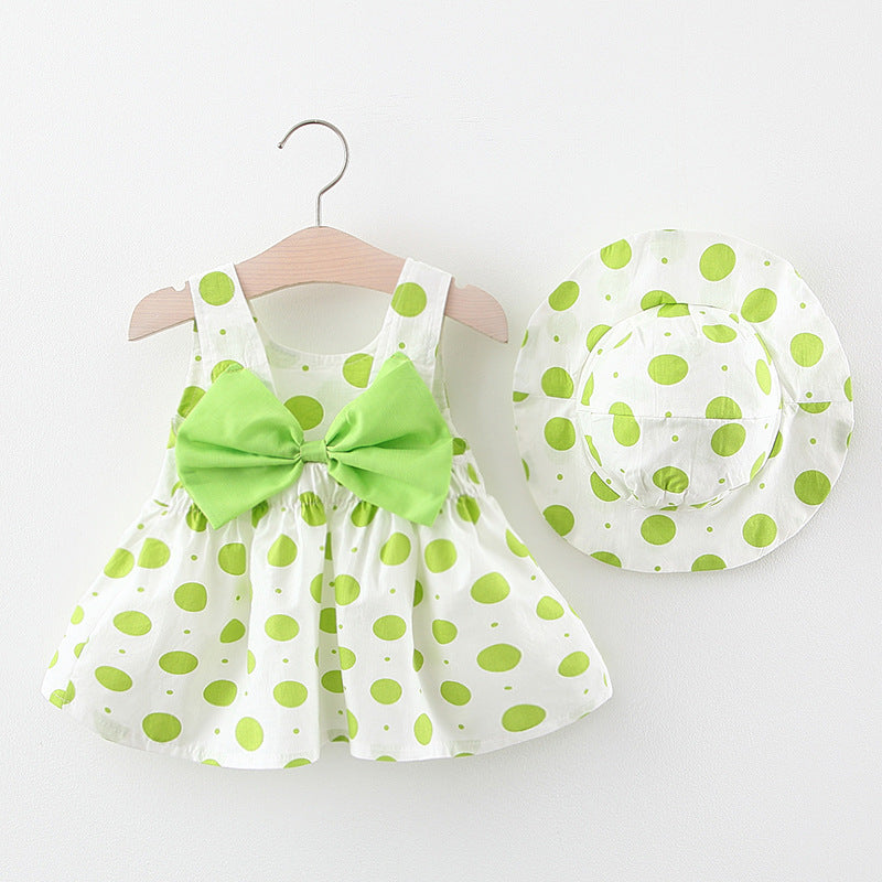 Summer Sleeveless Printed Skirt Casual Get Hat For Children's Dress
