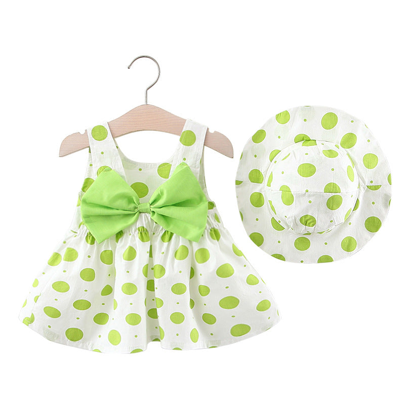 Summer Sleeveless Printed Skirt Casual Get Hat For Children's Dress