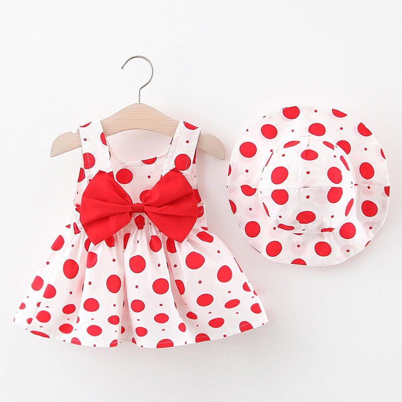 Summer Sleeveless Printed Skirt Casual Get Hat For Children's Dress
