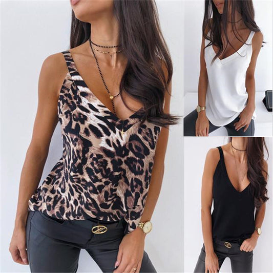 Women's Summer Leopard Print Loose Camisole Backless Small Vest/suspenders/tube Top