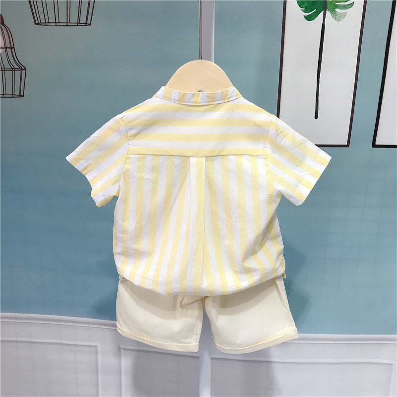 Striped Shirt Outfit Dress Fashionable Korean Style Clothes Children's Suit