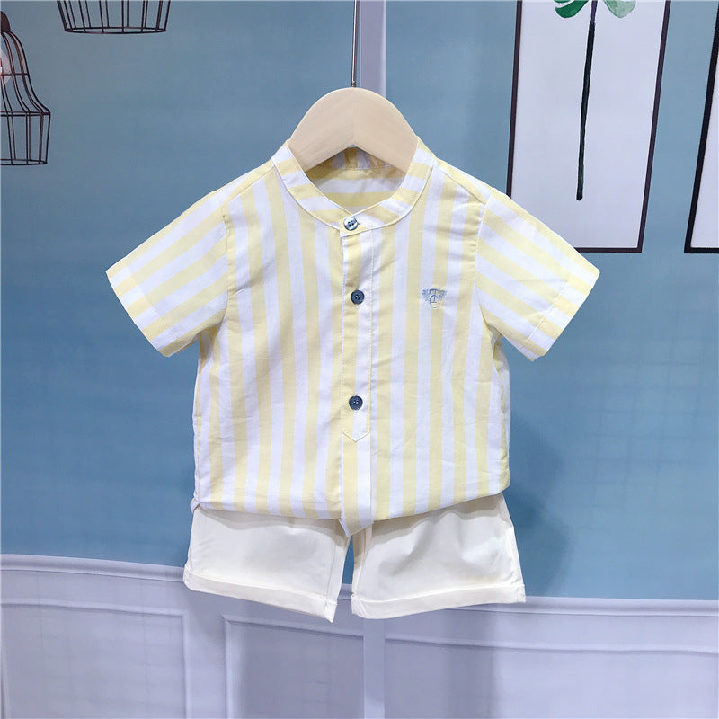 Striped Shirt Outfit Dress Fashionable Korean Style Clothes Children's Suit