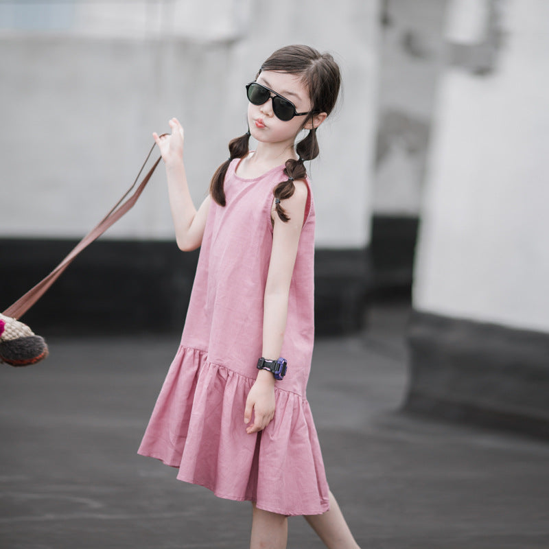 Children's Beach Breathable Vest Short Skirt Korean Children's Dress