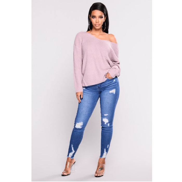 Women's Stretch Ripped High Waist Skinny Trousers Women's Jeans
