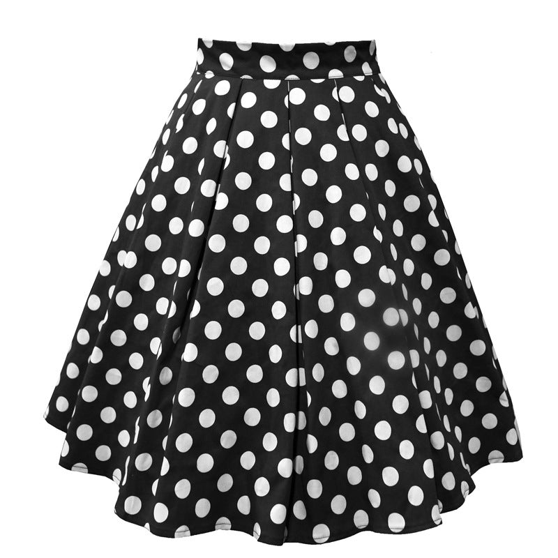 Print A- Line Pleated Cotton High Waist Skirts