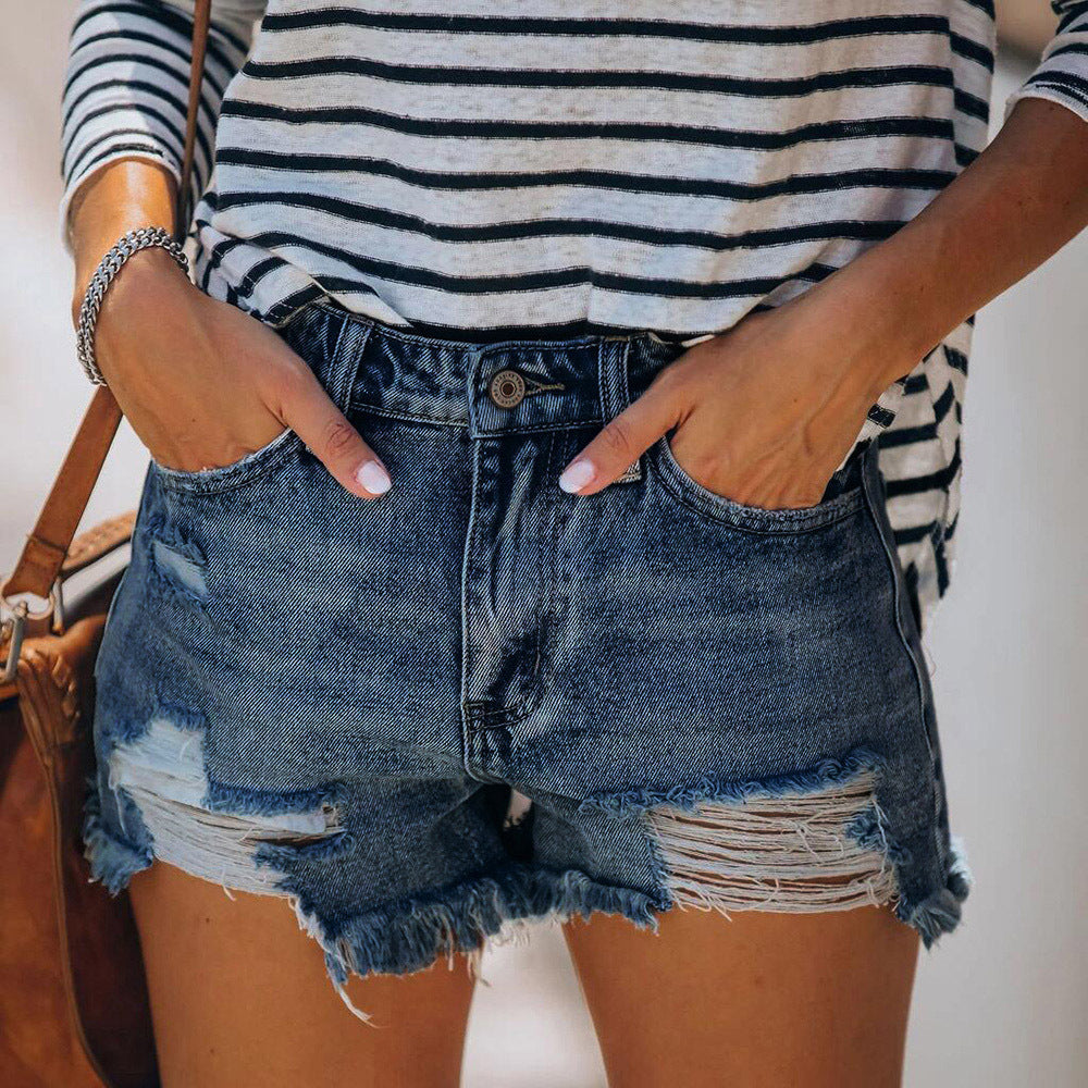 Women's Elastic Ripped Tassel Denim Super Hot Women's Jeans