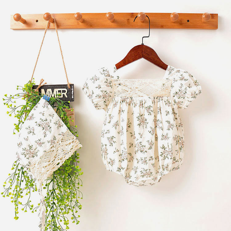 Style Jumpsuit Backless Small Floral Short Sleeve Triangle Rompers Romper Jumpsuit, Climbing Suit