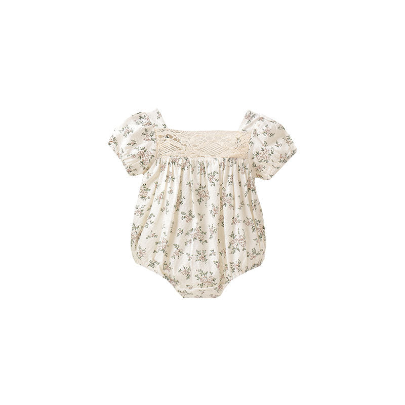 Style Jumpsuit Backless Small Floral Short Sleeve Triangle Rompers Romper Jumpsuit, Climbing Suit