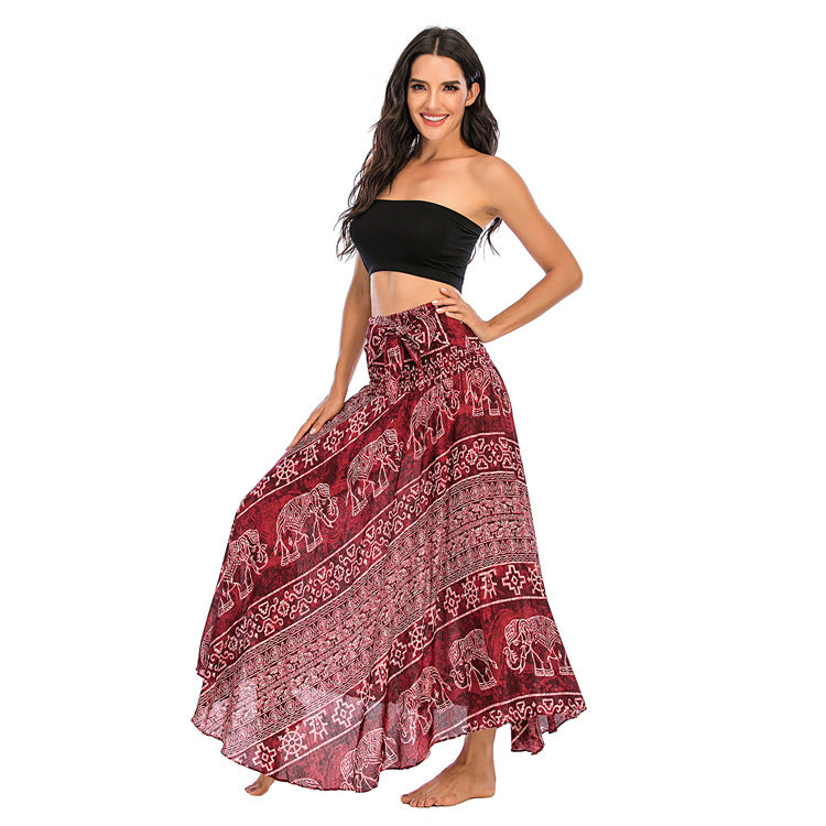 Casual Thai Dress Beach Vacation Two-way Big Swing Skirt