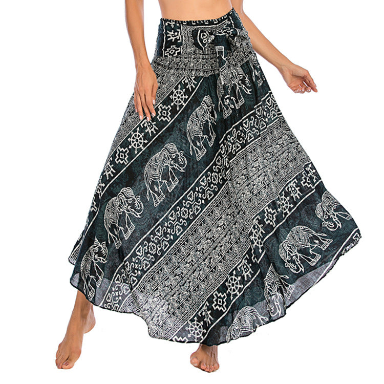 Casual Thai Dress Beach Vacation Two-way Big Swing Skirt