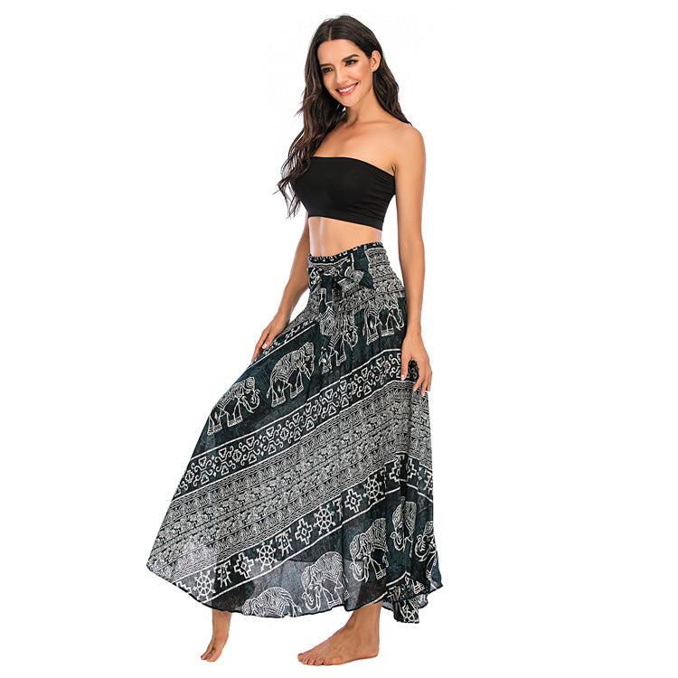 Casual Thai Dress Beach Vacation Two-way Big Swing Skirt