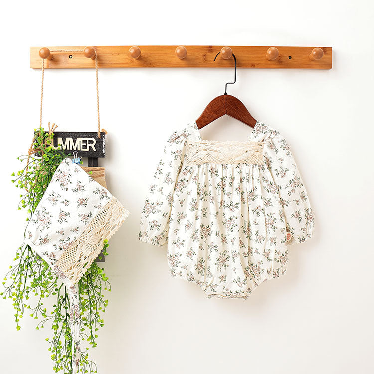 Style Jumpsuit Backless Small Floral Short Sleeve Triangle Rompers Romper Jumpsuit, Climbing Suit