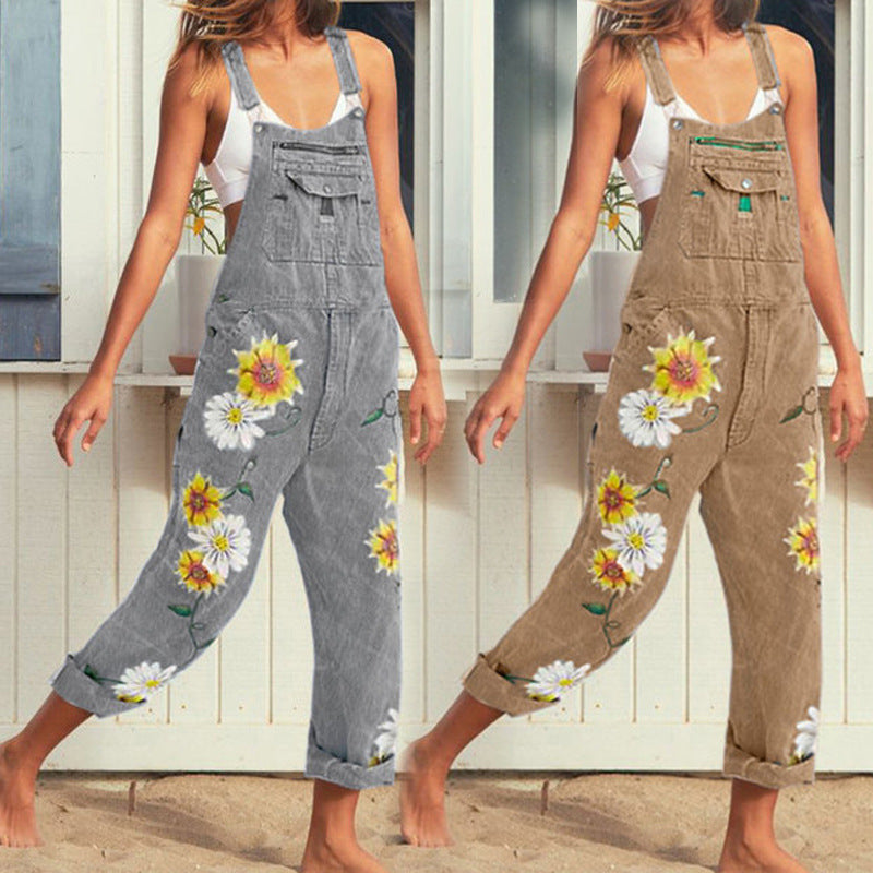 Printed Sleeveless Suspenders Slimming Sheath Suspender Pants