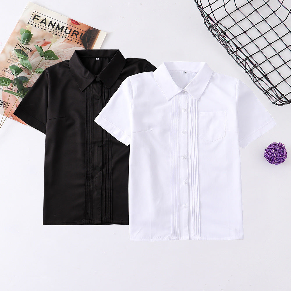 Basic Style Front Organ Pleated Sleeve Shirt College For Blouse