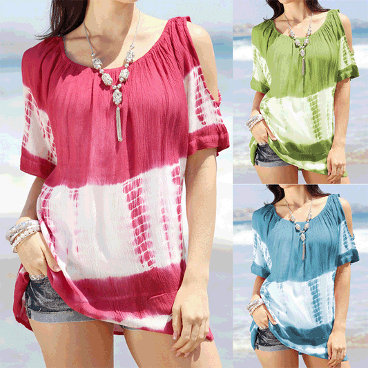 Women's Summer Fashion Sexy Round Neck Sleeve Shorts