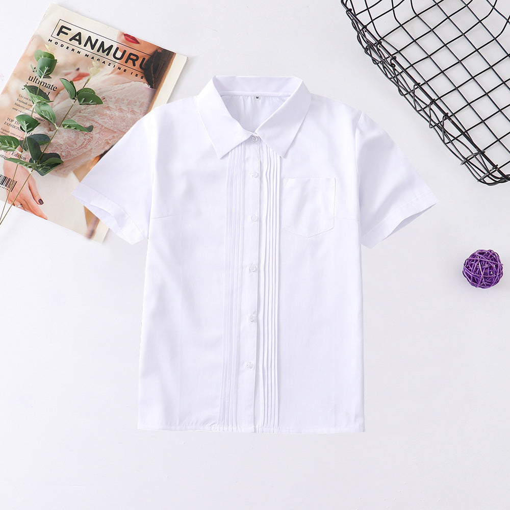 Basic Style Front Organ Pleated Sleeve Shirt College For Blouse