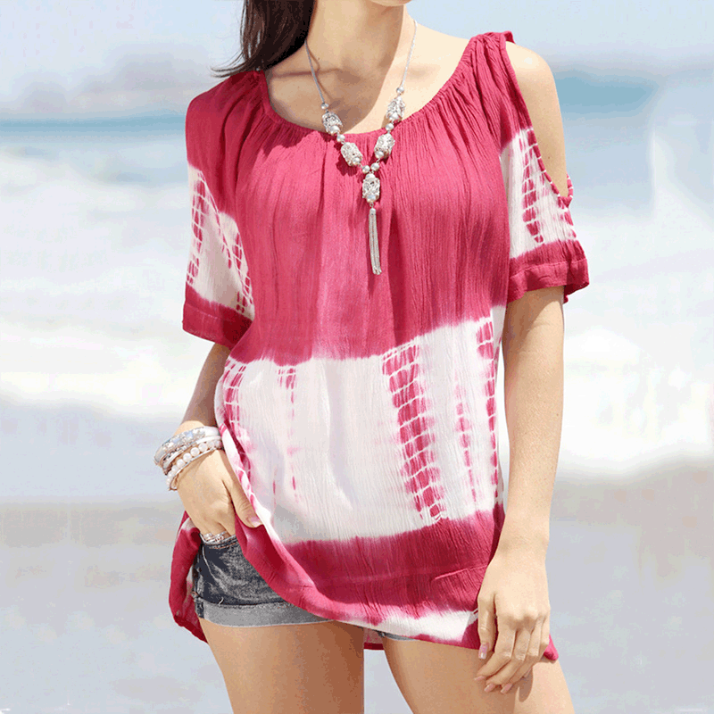 Women's Summer Fashion Sexy Round Neck Sleeve Shorts