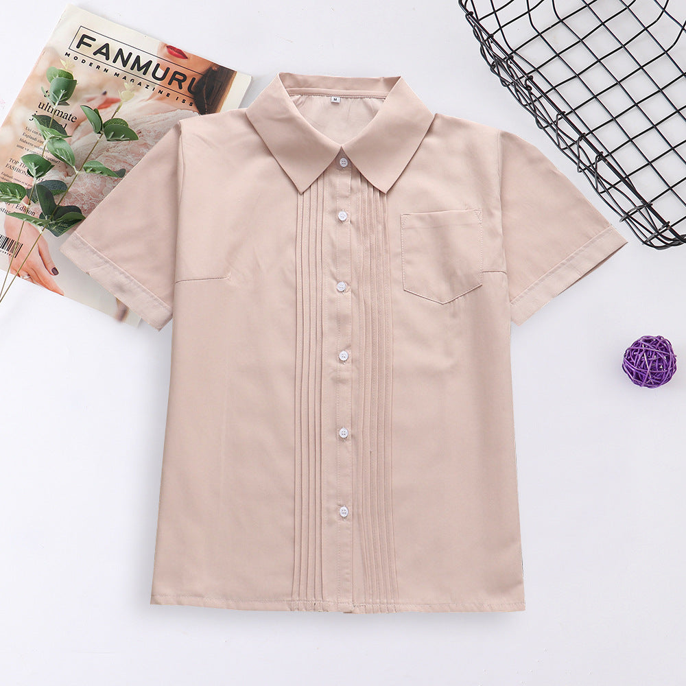 Basic Style Front Organ Pleated Sleeve Shirt College For Blouse