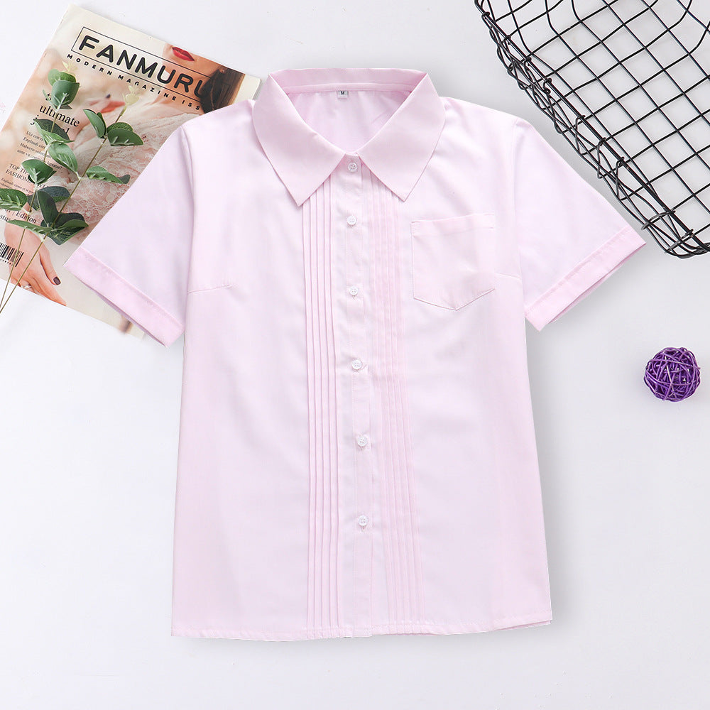 Basic Style Front Organ Pleated Sleeve Shirt College For Blouse