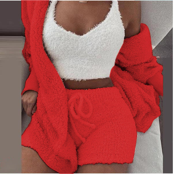 Women's Winter Plush Pajamas Long Sleeve Sports Fashion Casual Suit