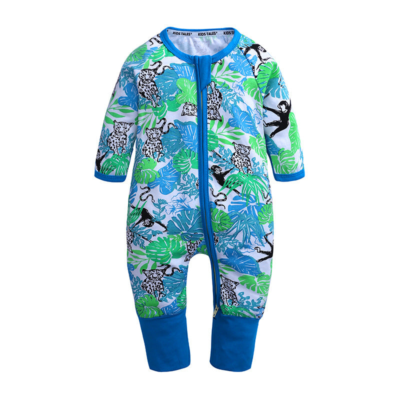 Children's Clothing Jumpsuit Bamboo Leaf Cotton Born Jumpsuit, Climbing Suit