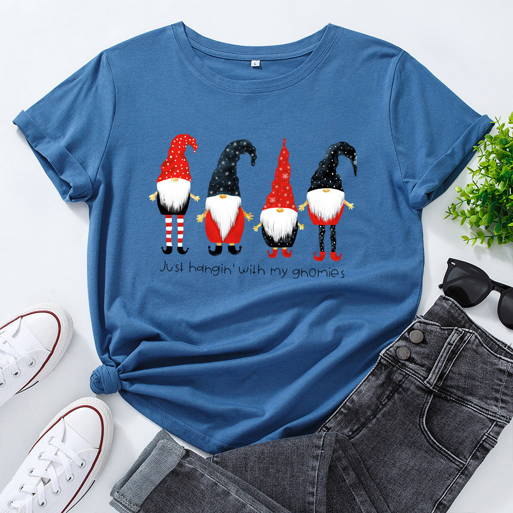 Women's Cotton Loose Round Neck Short-sleeved For Women's T-shirt