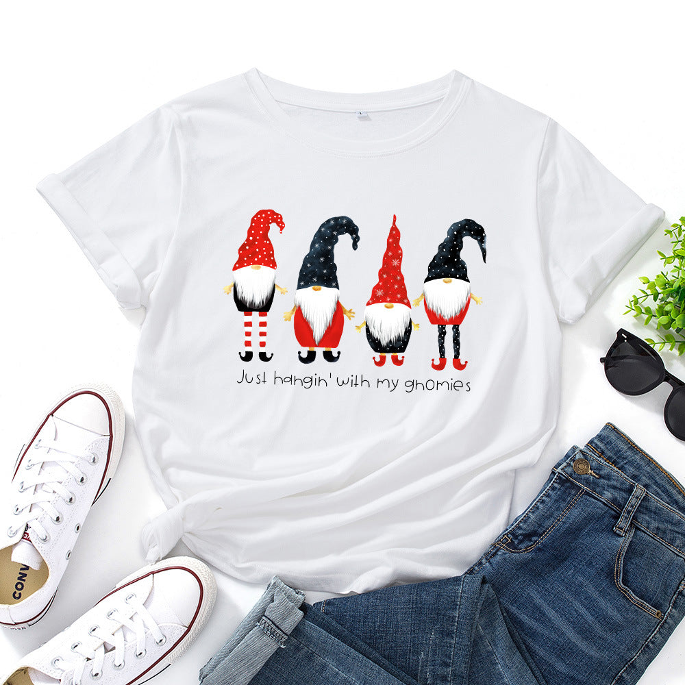 Women's Cotton Loose Round Neck Short-sleeved For Women's T-shirt