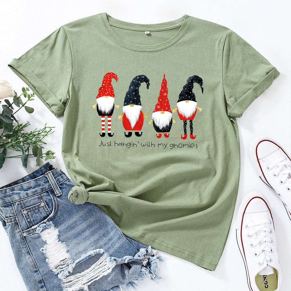 Women's Cotton Loose Round Neck Short-sleeved For Women's T-shirt
