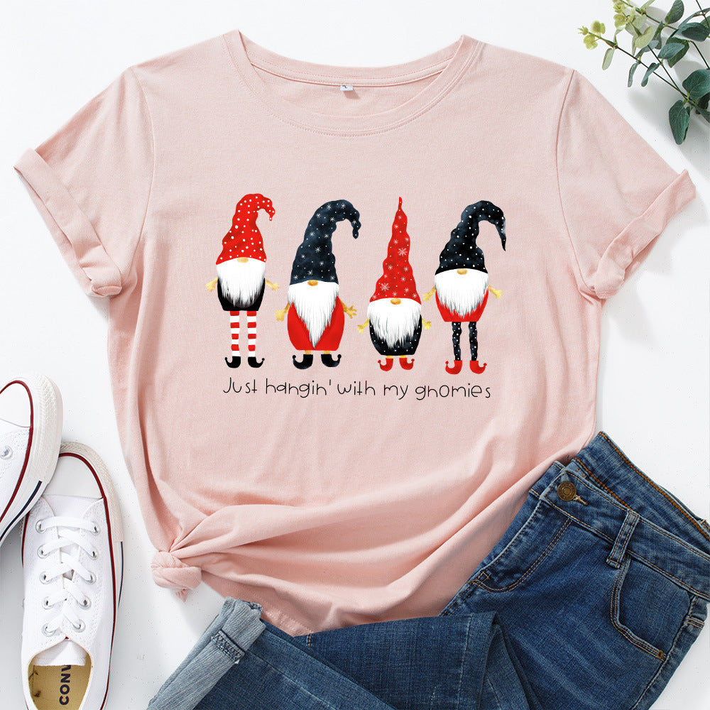 Women's Cotton Loose Round Neck Short-sleeved For Women's T-shirt