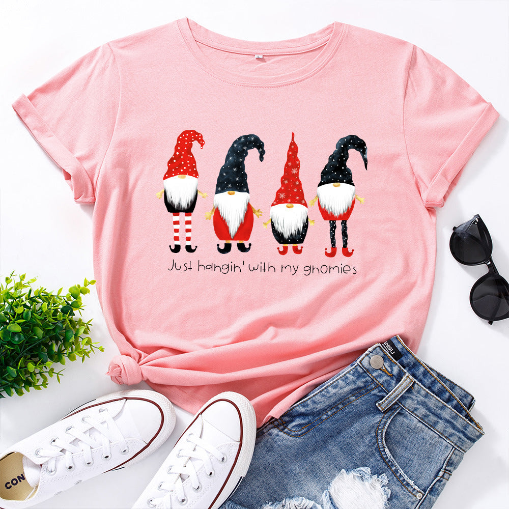Women's Cotton Loose Round Neck Short-sleeved For Women's T-shirt