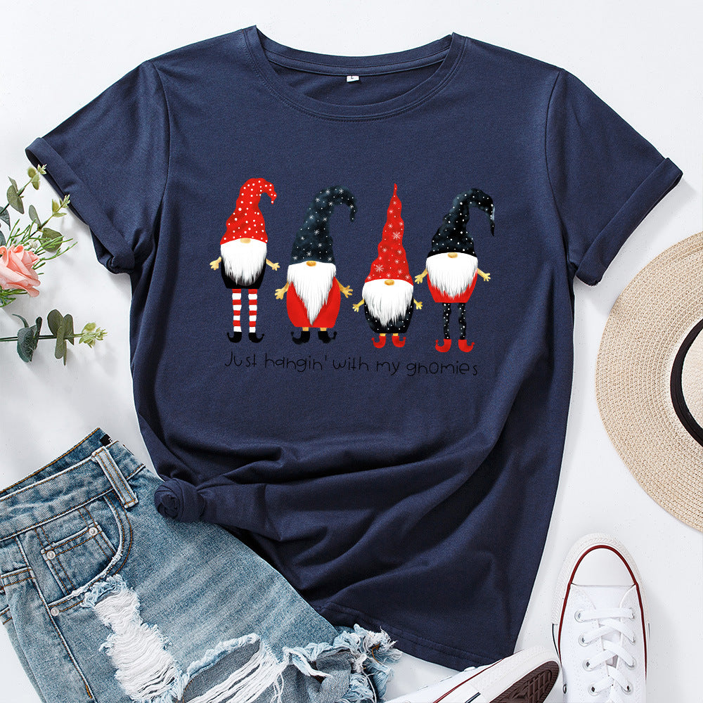 Women's Cotton Loose Round Neck Short-sleeved For Women's T-shirt