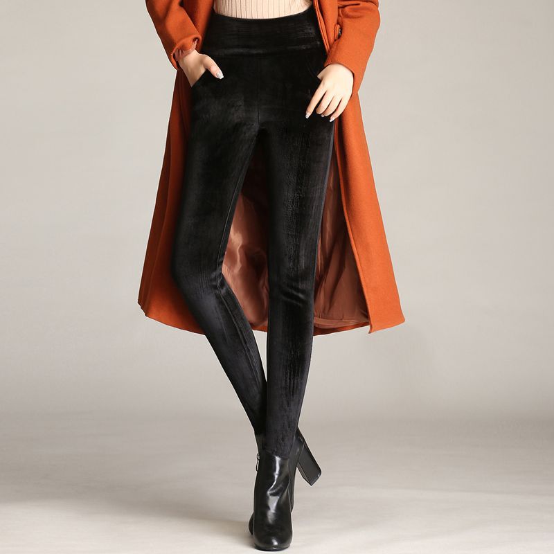 Women's Trousers Fleece-lined Feet Outer Wear Winter Thickened Cotton Casual Pants