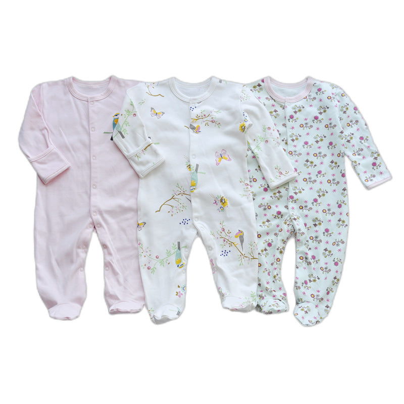 Three-piece Bale Of Cotton Hands Feet Romper Born Jumpsuit, Climbing Suit